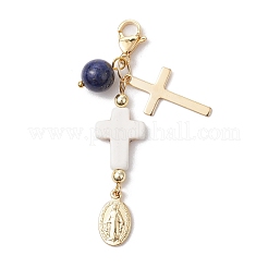 7 шт. 7 стиля овальные с латунными подвесками в виде Девы Марии HJEW-JM02706