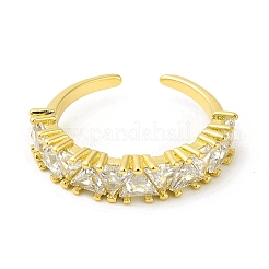 Открытое кольцо-манжета с треугольниками из прозрачного циркония&nbsp;RJEW-H120-06G