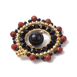 Pendenti in diaspro rosso naturale e onice nero (tinti e riscaldati) e perline di vetro intrecciate&nbsp;PALLOY-MZ00366-03