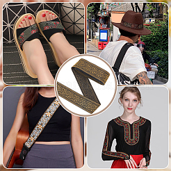 Жаккардовые цветочные ленты из полиэстера&nbsp;SRIB-WH0011-167A