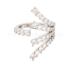 Открытые манжеты из латуни с микропаве и прозрачным фианитом&nbsp;RJEW-U009-08P-02