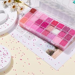 600g24色ガラスシードビーズ  ラウンド  ミックスカラー  12/0  1.5~2.5x1.5~2mm  穴：0.5~1mm  25 G /カラー&nbsp;SEED-JP0008-07-2mm