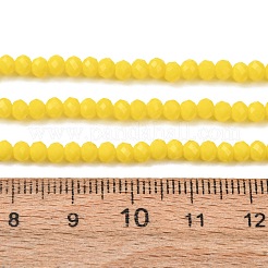 ジェイド風ガラスビーズ連売り  多面カット  ロンデル  きいろ  3.5x2.5~3mm  穴：1mm  約110~115個/連  12.8~13.6インチ&nbsp;GLAA-F001-3x2mm-11