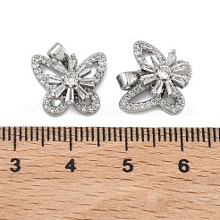 真鍮マイクロパヴェクリアキュービックジルコニア回転式ペンダント  長持ちメッキ  蝶のチャーム  プラチナ  12x14x6.5mm  穴：4x2mm&nbsp;KK-A287-07P