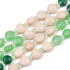 Hebras de cuentas fósiles y jade blanco teñido de ágata natural&nbsp;G-Z135-B02