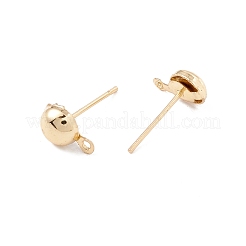 304ステンレススチールスタッドピアス金具  水平ループ付き  半円  18KGP本金メッキ  9x6mm  穴：1mm  ピン：0.7mm&nbsp;STAS-P307-17A-G