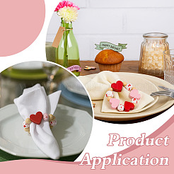 15 шт. Кольца для салфеток из натурального дерева с сердечками и круглыми бусинами ко Дню святого Валентина&nbsp;HJEW-MA00042