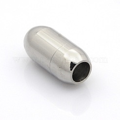 Fermoirs magnétiques à surface lisse en acier inoxydable 304 résistant au ternissement avec emembouts collées pour cordons de 5 mm&nbsp;STAS-O042-B-07