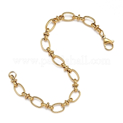 Ионное покрытие (ip) 304 нержавеющая сталь бант и овальные звенья браслет цепь для женщин&nbsp;BJEW-G669-18G
