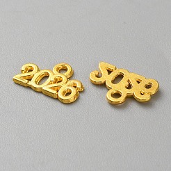 合金ペンダント  ナンバー2026チャーム  ゴールドカラー  9x14x1.3mm  穴：1.8mm&nbsp;LS-FIND-TAC0017-59G