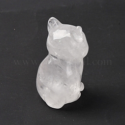 天然水晶表示装飾  家の装飾用品  猫の形  45~48x29~30x29~31mm&nbsp;DJEW-P019-D06