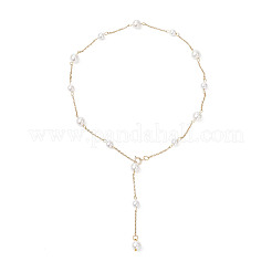 Ожерелья из круглой ракушки и цепочек из нержавеющей стали 304 ручной работы&nbsp;NJEW-JN05301-01