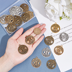 30 шт. 3-х цветные подвески из полого сплава в тибетском стиле&nbsp;TIBEP-NB0001-25