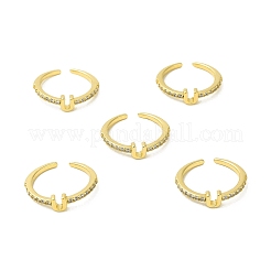 Bague de manchette ouverte avec lettre initiale en zircone cubique transparente&nbsp;RJEW-H120-09G-U