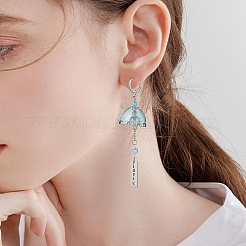 4 пара 4 цветных стеклянных серег с подвесками в виде цветов и колокольчиков EJEW-TA00209