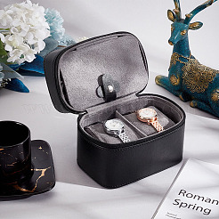 Коробки для хранения часов из воловьей кожи на молнии с бархатной внутренней частью CON-WH0094-44B