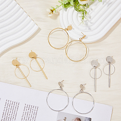 4 пара 4-х стилевых круглых колец из сплава с подвесками для женщин EJEW-FI0002-62