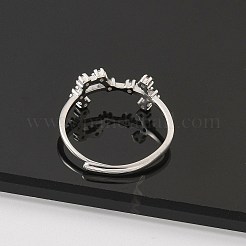 Созвездия родиевое покрытие 925 стерлинговое серебро микропаве прозрачные кубические цирконии регулируемые кольца для женщин RJEW-P130-01P-K