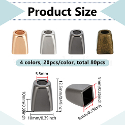 80 шт. двухцветный цинковый сплав наконечник шнура BUTT-BC0001-16B