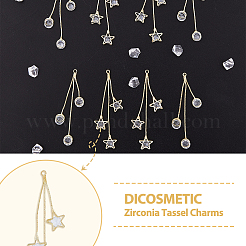 12 pz. 2 pendenti grandi con nappe in ottone micro pavé di zirconi cubici trasparenti&nbsp;FIND-DC0003-49