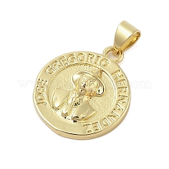 Плоские круглые подвески из настоящей латуни с покрытием из 18-каратного золота KK-Z074-19G-03