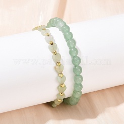 Комплект браслетов из натурального зеленого авантюрина для женщин&nbsp;BJEW-G752-02G-07