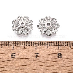 Messing Micro Pave klare Zirkonia Perlenkappen&nbsp;KK-Q071-14P-02