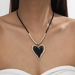Ожерелья с подвеской в виде сердца из черного эмалевого сплава для женщин FS-WGA6DE4-01