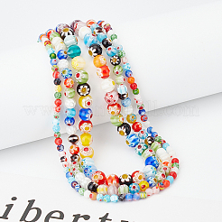 3 нити 3 стилей круглых стеклянных бусин миллефиори ручной работы LAMP-OC0001-69