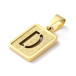 304ステンレススチールアルファベットペンダント  18KGP本金メッキ  長方形のチャーム  文字d  17.5x12x2mm  穴：7.5x3.5mm&nbsp;STAS-S152-01G-D