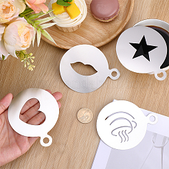 4 шт. 4 стиля плоский круглый шаблон для распыления пены из нержавеющей стали 304&nbsp;AJEW-GF0012-39