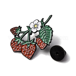 Erdbeere mit Blumen-Emaille-Pins&nbsp;JEWB-P050-03F-EB