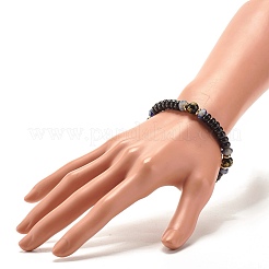 ファセットナチュラルビーズストレッチブレスレットセット  1/4インチ（0.7cm）  内径：2-1/4インチ（5.6cm）&nbsp;BJEW-JB07359