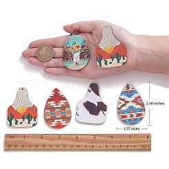 24шт 12 стильные односторонние большие подвески из липы с принтом WOOD-SZ0001-28