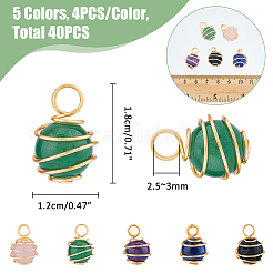 4 комплект подвесок из натурального смешанного камня в медной проволоке FIND-FH0009-11