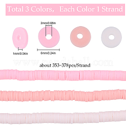 3 нить 3 цвета плоские круглые бусины ручной работы из полимерной глины&nbsp;CLAY-SC0001-68B-01