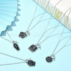 304ステンレススチールアズキチェーン付き合金エナメルペンダントネックレス  混合図形  17.32~17.56インチ（44~44.6cm）&nbsp;NJEW-JN04372