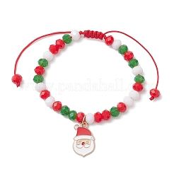 Браслеты с подвесками из эмали из сплава с рождественской тематикой BJEW-JB12411