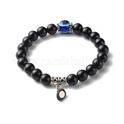 Комплект эластичных браслетов с магнитными застежками-сердечками для влюбленных пар BJEW-JB06772