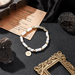 Эластичный браслет из синтетического говлита и латуни&nbsp;BJEW-OC0001-14