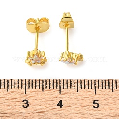 Ohrstecker aus Messing mit Mikropavé-Zirkonia für Damen&nbsp;EJEW-B111-01G-02