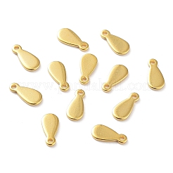 ステンレススチールチャーム201個  ティアドロップチャーム  ゴールドカラー  8x3.5x0.7mm  穴：0.9mm&nbsp;STAS-K259-09G