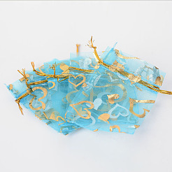 Сердце напечатаны органза сумки OP-R022-7x9-01