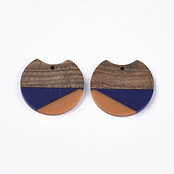 Pendentifs en résine bicolore et bois de noyer&nbsp;X-RESI-Q210-011A-B02