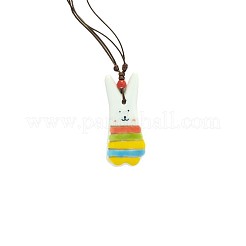 Фарфоровый кулон регулируемый шнур из искусственной кожи ожерелья для женщин FS-WGE6687-10