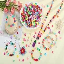 1400個 5スタイル 透明プラスチック編み込みヘア&アクリルビーズパーツキット  ミックスカラー  8~10x3.5~6.5mm  穴：1.6~3.5mm&nbsp;DIY-SZ0010-47