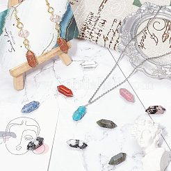 N24шт 12 стиля ограненный без отверстия натуральный и синтетический драгоценный камень для изготовления подвесок с проволочной обмоткой G-NB0003-01