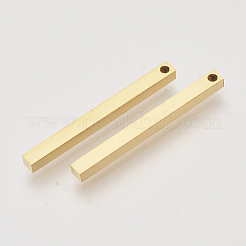 ステンレスペンダント201個  バー  ゴールドカラー  35x3x3mm  穴：1.5mm&nbsp;X-STAS-T052-06G