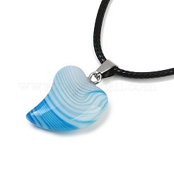 Ожерелья с подвеской в виде сердца из окрашенного натурального полосатого агата&nbsp;NJEW-G166-01C