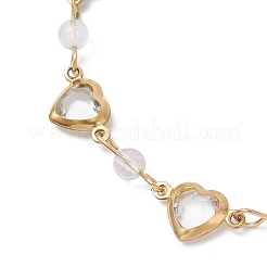 Браслеты с подвесками в форме сердца из нержавеющей стали и стекла&nbsp;BJEW-JB12656-02